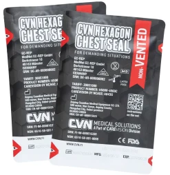 CVN Hexagon Chest Seal venttiilitön ilmarintasidos, 2-Pack