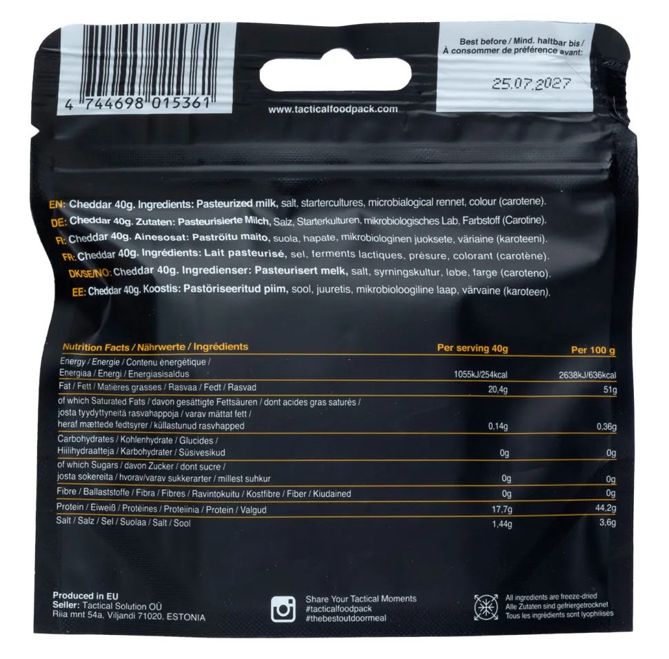 Tactical Foodpack kuivattu juusto