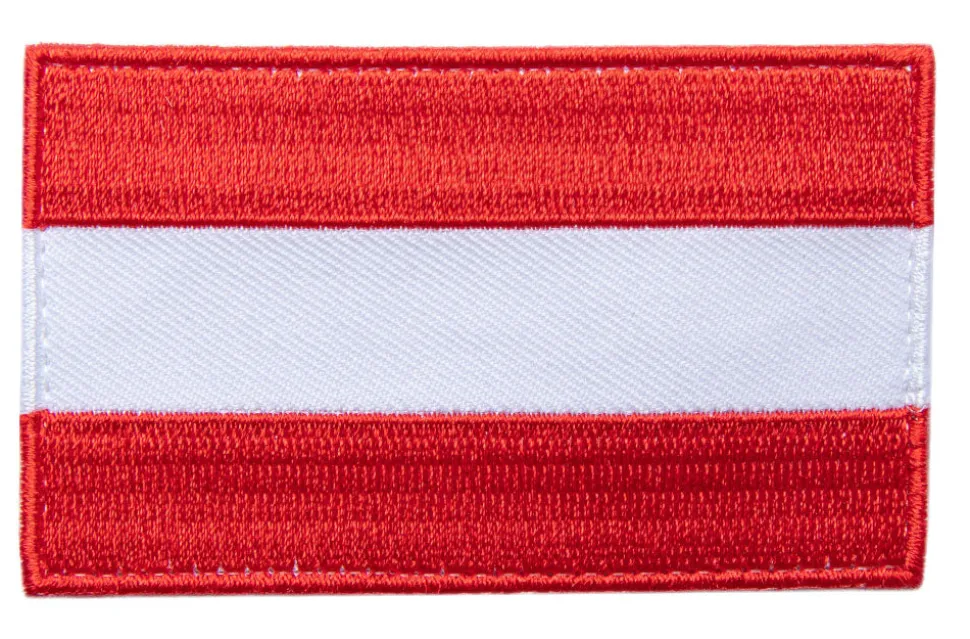 Varusteleka Itävallan hihalippu, 77 x 47 mm
